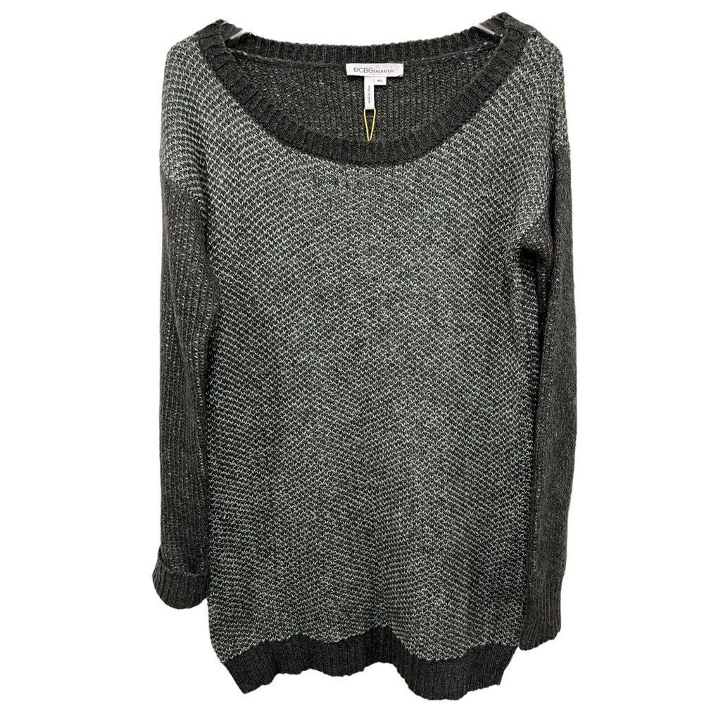 BCBGeneration Sweater Dress Tunic Wool Blend Size M / L Gray NWT Scoop Neck